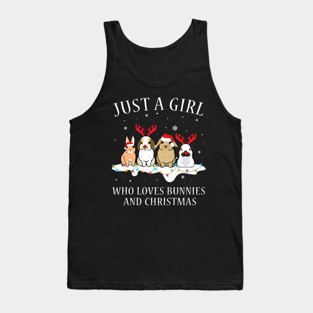 Just A Girl Who Loves Bunnies And Christmas Tank Top by Foshaylavona.Artwork